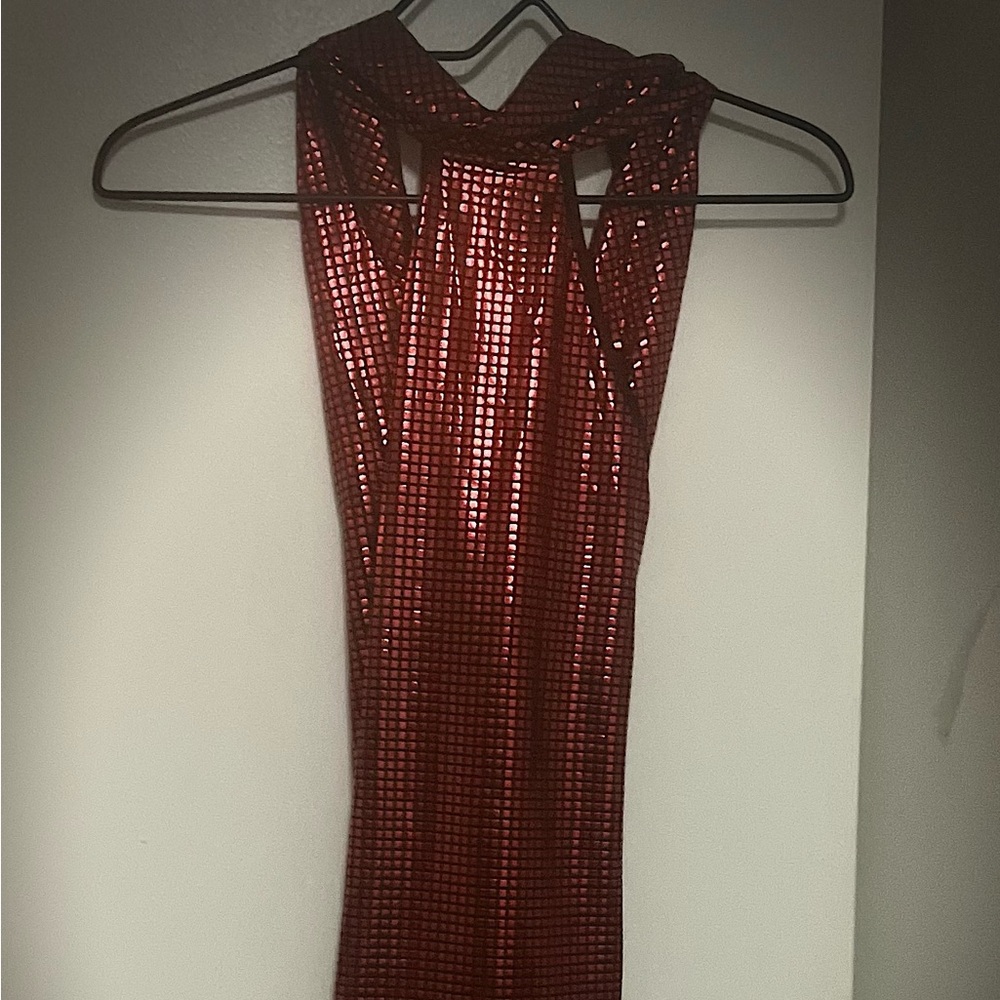 Shimmering Red Halter Top